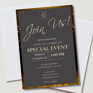 Business Invitation, Company Office Printable Party, Elegant Invite, Digital Download, Corporate Annual Celebration