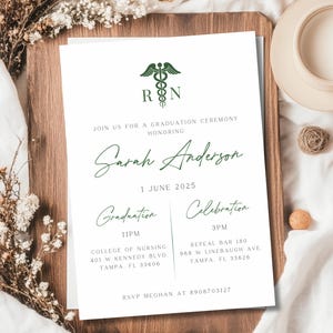 Minimalist Registered Nurse Graduation Invitation, RN Grad Announcement, BSN Graduation Evite, Lpn Graduation Template, Digital Download