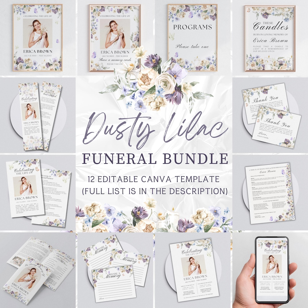 Editable Funeral Bundle Templates, Floral Program, in Loving Memory ...