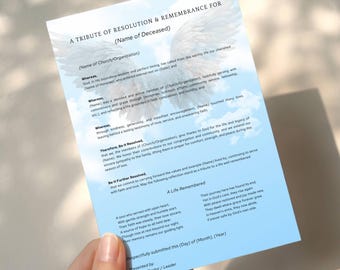 Funeral Resolution Letter, Editable Church Grievance Tribute Honor Pastor Template, Memorial Service, Loving Memory, Canva Template