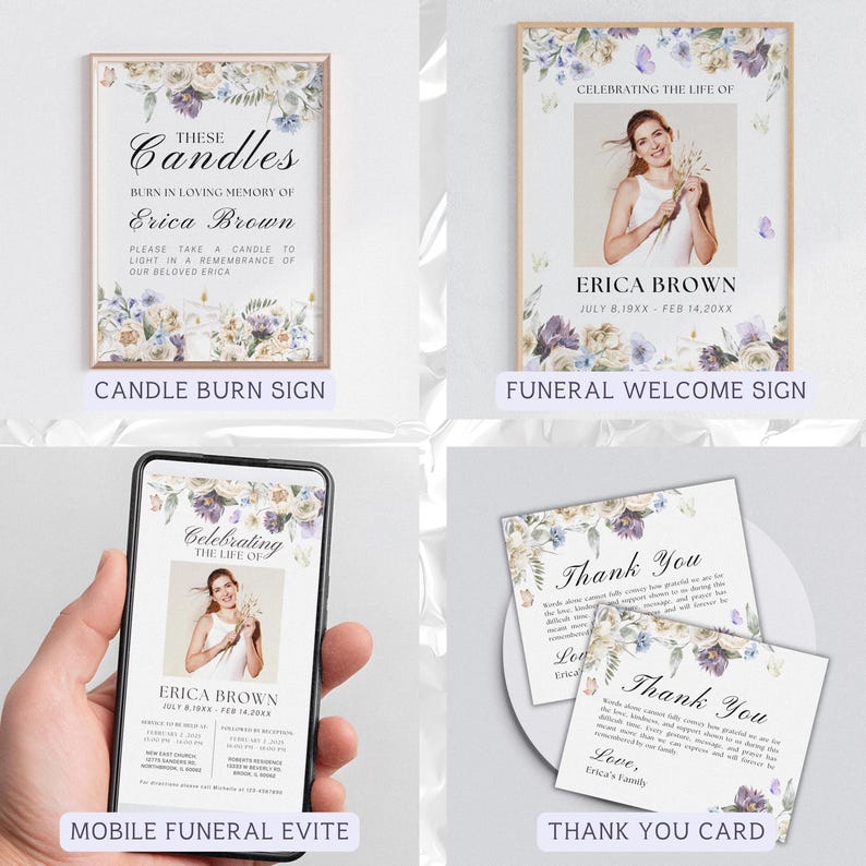 Editable Funeral Bundle Templates, Floral Program, in Loving Memory ...