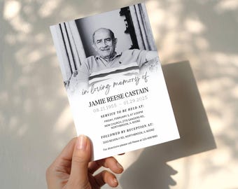 Minimalist Funeral Photo Invitation, Digital Memorial Service Evite, Forever Loved Announcement, Celebration of Life, Rest in Peace, Canva