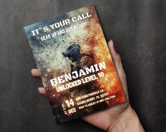 Editable Military War Video Game Invitation, Video Game Invite, Airsoft Party, Military Theme Party, Army Teen Birthday, Digital Download