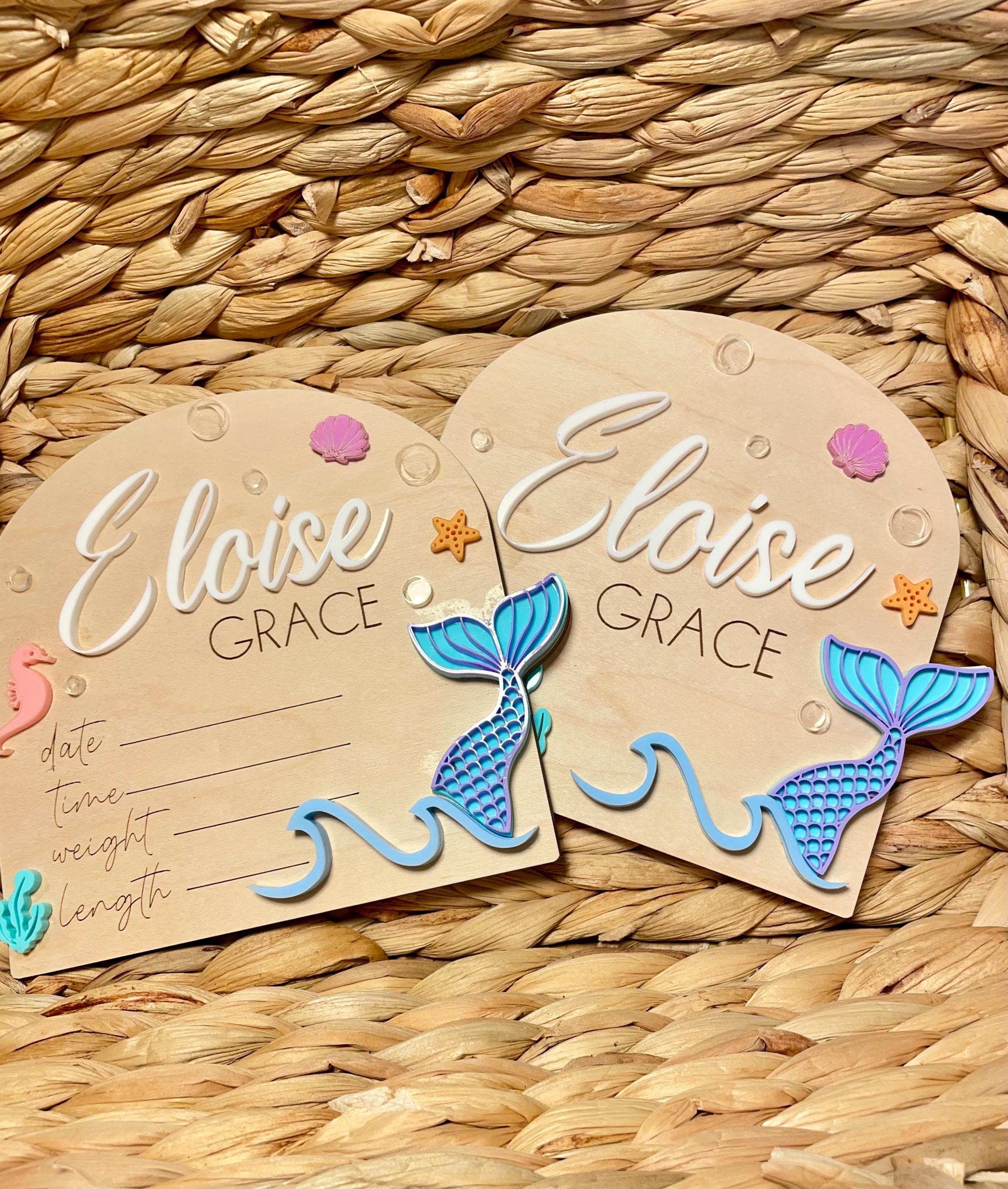 Mermaid Name Sign, Mermaid Birth Stats, Ocean Name Sign, Ocean Stats, Beach Name Sign, Beach Stats
