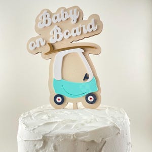 Little Car Baby on Board Cake Topper, Surf Theme Baby Shower Cake Topper, Beach Baby Shower Cake Topper, Surfboard Baby Shower Cake Topper