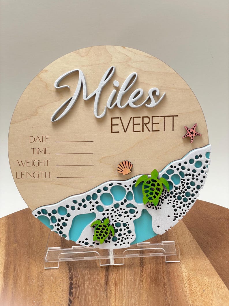 Beach Turtle Birth Stats, Ocean Stats Sign, Baby Birth Beach Stats - Etsy