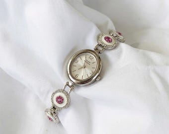 Silver enamel vintage bridal watches