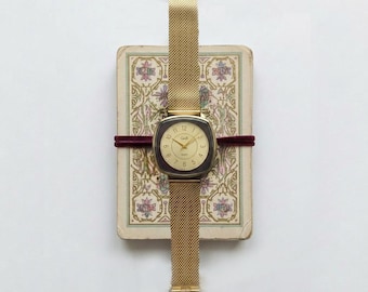 Vintage Golduhr G&B mit lila Zifferblatt