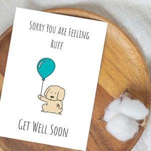 Carte Feeling Ruff Get Well. Téléchargement numérique, carte de rétablissement numérique, 5 x 7
