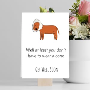 Cone Of Shame Get Well Soon Card, Digital Download, 5x7 Card