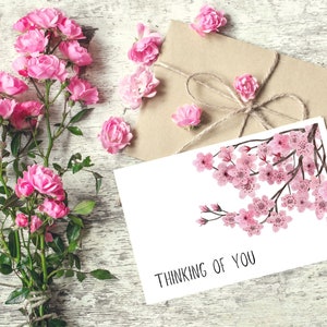 Floral Thinking Of You Card, Digital Download, Digital Greeting Card, 5x7 Card