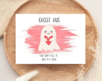 Ghost Hug Card, digitaal gewoon omdat kaart, digitale download, 5x7 kaart