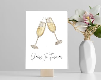 Cheers To Forever trouwkaart, digitale download, 5x7 kaart