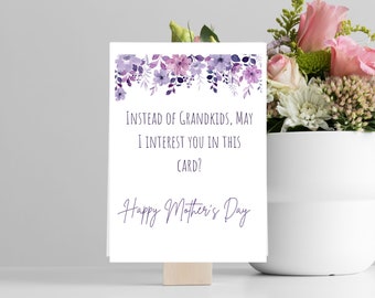 Tarjeta divertida del Día de la Madre, en lugar de nietos, tarjeta 5x7, descarga digital