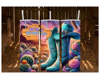 Line Dancing Cowboy Cowgirl steel skinny 20oz tumbler cup - no tags no restarts