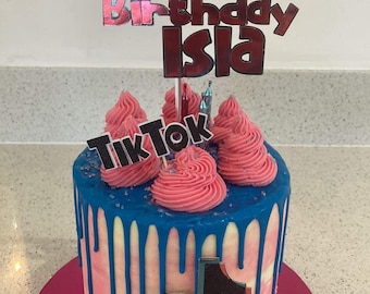 Custom Personalised Cake Topper and Tik Tok themed graphic