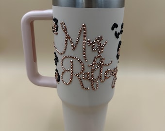 Tazza da 40 once ispirata a Stanley con stampa leopardata personalizzata e strass