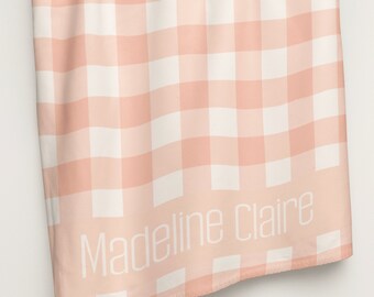 Personalized Name Minky Velveteen Plush Blanket, Sherbet Gingham, Personalized Baby Blanket, Kids Blanket, Baby Gift, Baby Shower Gift