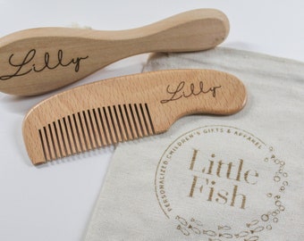 Personalized Engraved Wood Baby Brush & Comb Set, Newborn Gift, Baby Gift, Baby Shower Gift, Baby Keepsake, Baby Girl, Baby Boy Gifts