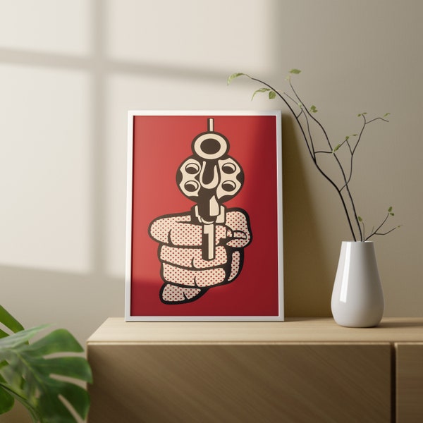 Revolver by Roy Lichtenstein Canvas,Pop Art Wall Decor, Abstract Print Canvas, Ready to Hang, Modern Home Decor, Gun Poster