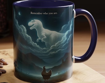 Remember Who You Are Mug, T Rex Chicken Meme, Funny Dinosaur Mug, Coworker Gift