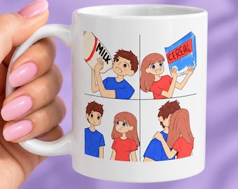 Milk And Cereal Couple Mug, Matching Christmas Gift For Boyfriend Girlfriend, Romantic Relationship Present