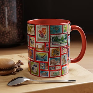 Taza de postales, regalo para viajero, taza de viajero, regalo estético, regalo de taza, regalo para ella, regalo de cumpleaños, regalo para él, regalo para mejor amigo