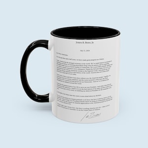 Taza con la declaración de renuncia de Biden: un regalo sarcástico y divertido
