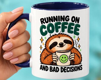 Running On Coffee Sloth Mug For Caffeine Lovers Who Enjoy Slow Mornings And Humor