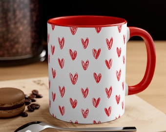 Hearts Mug, Gift For Her, Birthday Gift, Mug, Mug Gift, 11 Oz Mug, Coffee Mug, Coffee Cup, Gift For Him, Mothers Day, Gift For Mom, Gifts