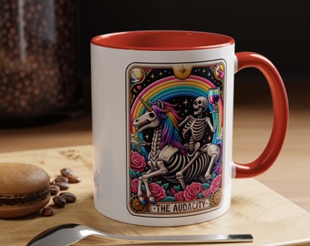 Audacity Tarot Mug, Sarcastic Skeleton, Gift for Tarot Lover