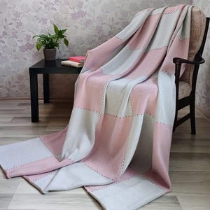 Large Cozy, Soft and Warm knit blanket, Handmade Knitted Merino Wool Bed Blanket 145x190cm, Sofa Throw, Home Decor, Home Interior