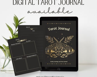 Digital Tarot Reading Journal Weekly Astrology Planner Tracker Reflection Celestial and Moon Art OneNote eBook Print Template