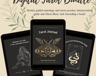 Digital Tarot Journal Bundle: Weekly Planner, Affirmations, Celestial Insights - Instant Download e-Book
