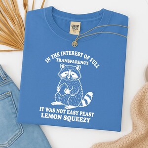 Comfort Colors Raccoon Shirt, In the Interest of Full Transparency It Was Not Easy Peasy Lemon Squeezy Shirt, Raccoon Tee, Sarcastic Shirt