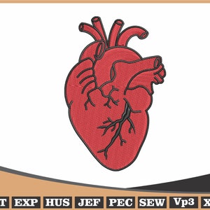 Anatomisches Herz Stickmuster, menschliches Herz Maschinenstickerei, natürliches Herz Design Pattern, Instant Download, Dst Pes Digital Files