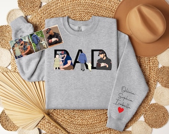 Dad Sweatshirt with Kid Images, Custom Photo Hoodie, Memorial Father&#39;s Day Gift for Dad, Personalized Picture Shirt, Photo Gift for Him