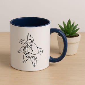 Daddy Fist Bump Coffee Mug, Personalized Gift Mug for Dad, New Dad or Godfather Coffee Mug, Best Dad Ever Ceramic Mug for Father’s Day