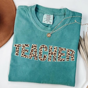 Comfort Colors® Leopard Teacher Shirt, Teacher Life Shirt, Retro Teach Summer Shirt, Teacher Appreciation T-Shirt, Unique Gift for Teachers