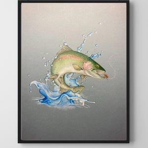 Fine Art Print, Rainbow Trout, Textured Matte Wall Art Gift, Nature Lover Decor, Fishing Enthusiast Gift
