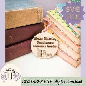Romance Book Christmas Ornament SVG | Booklover Ornament | Book Club Gift | Christmas Ornament | Laser file | Glowforge Tested