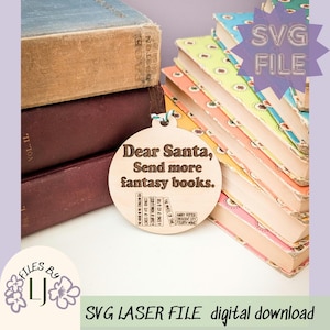 Fantasy Book Christmas Ornament SVG | Booklover Ornament | Book Club Gift | Christmas Ornament | Fantasy Books | Laser files | Glowforge