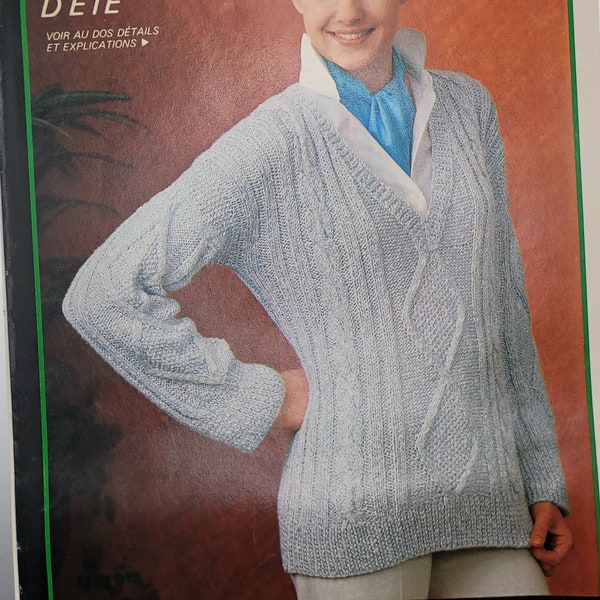 Feuillet double tricot pull irlandais d'été MAI 1979