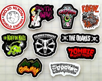 Rockabilly Sticker Pack: Psychobilly, Punk, Ska Decals (10 Stickers) SET 2 cowpunk hotrod pinup