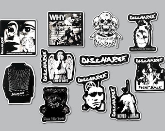 Discharge / D-Beat / Crust Punk Band Sticker Pack (10 Stickers) vinyl decals anarcho crusty  black metal death goth anarchist gothic oi!