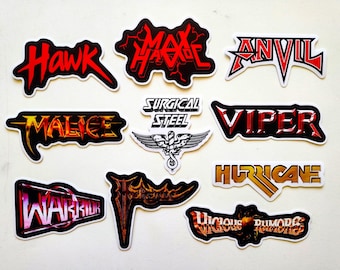 Metal / Hard Rock Sticker Pack: Retro 80s Vinyl Decals - Set of 10