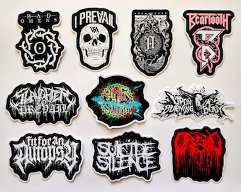 Metalcore / deathcore / deathmetal stickerpakket (10 stickers) SET 3 vinylstickers hardcore emo screamo skramz grindcore slam speed power