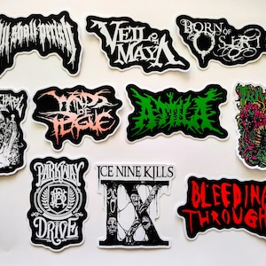 Pack de 4 pegatinas de vinilo para Metalcore, Deathcore y Death Metal (10 unidades), hardcore, emo, screamo, skramz, grindcore, slam, speed power.