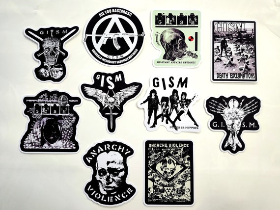 GISM Crust Punk Band Sticker Pack (10 Stickers) Vinyl Decal 