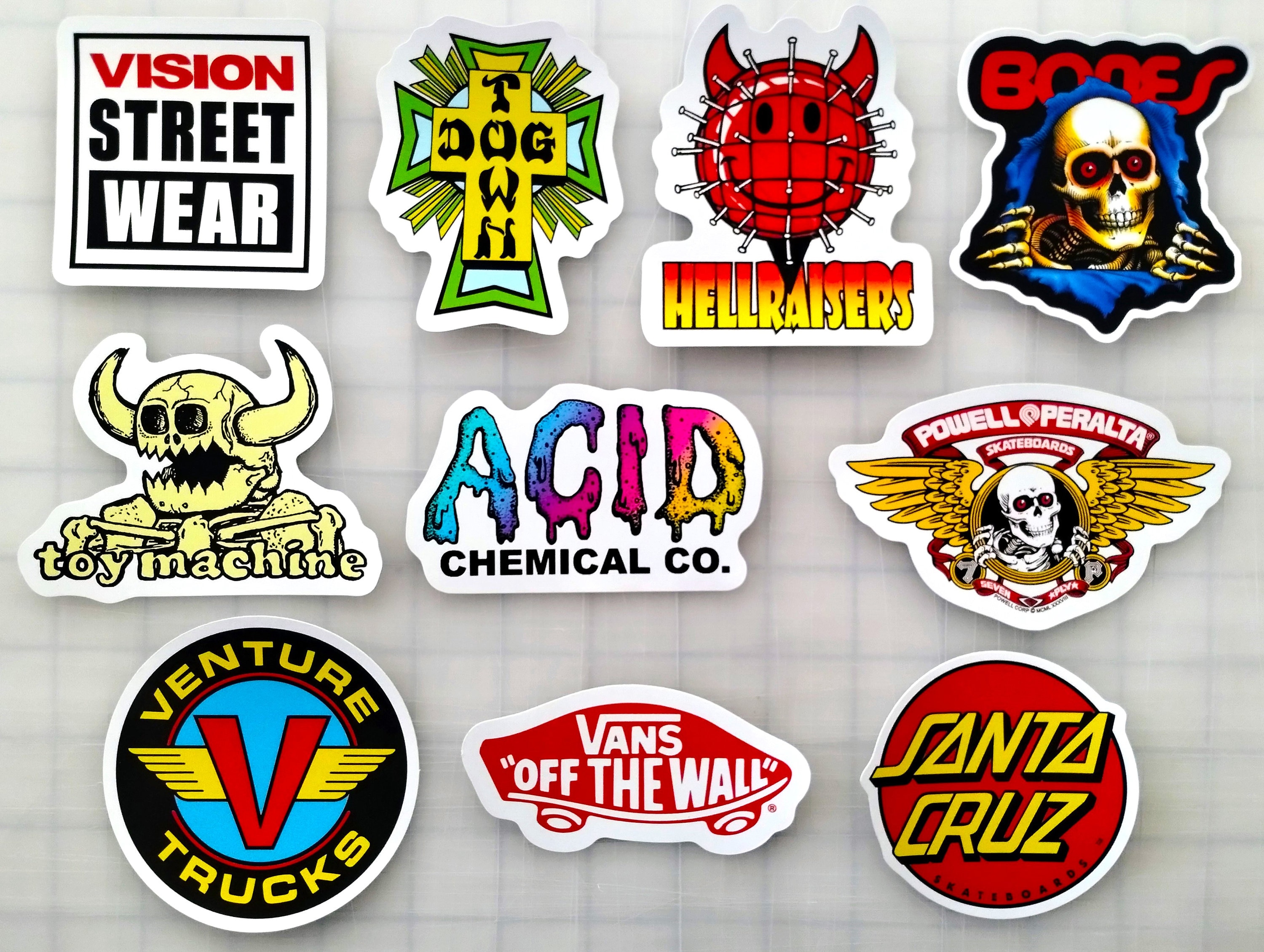 Skateboard Sticker Pack (10 Stickers) SET 2 Reproduction Skateboard Sticker Pack (10 Stickers) SET 2 Reproduction